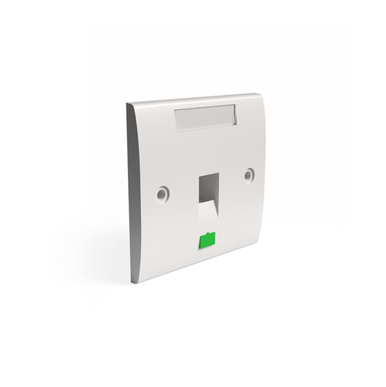 UK Faceplate, Single Gang, 1 Port KSJ, Shuttered with Icon Tabs, 86x86mm