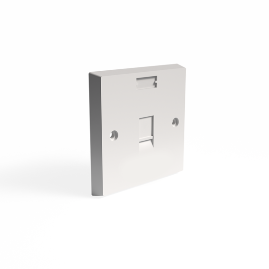UK Faceplate, Flat Single Gang, 1 Port KSJ Shuttered 86x86mm