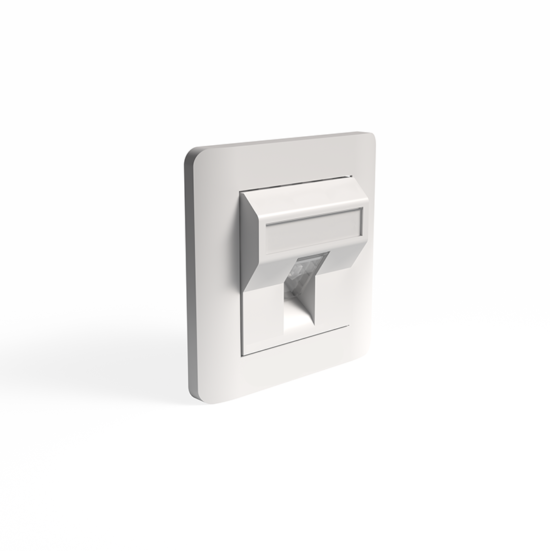 UK Faceplate, Single Gang, 1 Port KSJ, 45deg Angled, 86x86mm