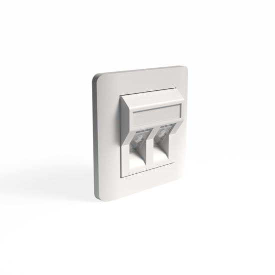 UK Faceplate, Single Gang, 2 Port KSJ, 45deg Angled, 86x86mm